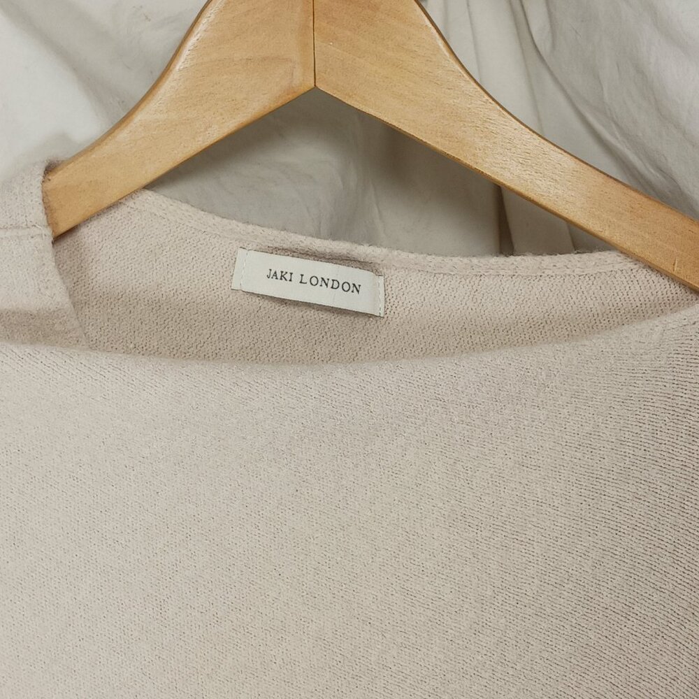 Jaki London Asymmetrical Draped Long Sleeve Sweater Light Beige Size S/M Italy - Picture 4 of 13
